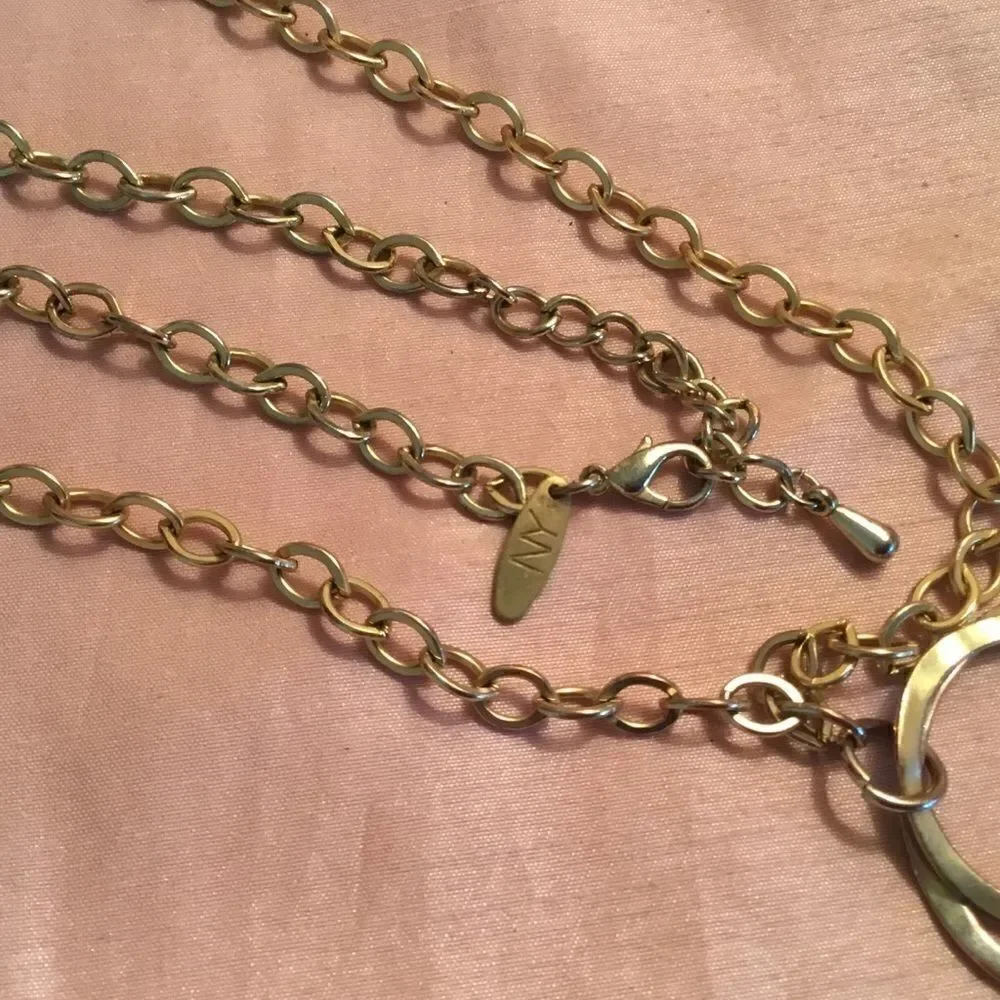 Goldtone Link Necklace and Pendant